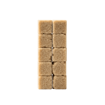 un' verticale pila di otto leggero Marrone zucchero cubi disposte nel Due colonne di quattro su un' trasparente sfondo isolato su trasparente sfondo png