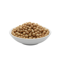 A white ceramic bowl overflowing with dried whole coriander seeds showcasing their textured spherical shape and light brown color isolated on transparent background png