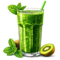 Refreshing Green Kiwi Smoothie with Mint Garnish png