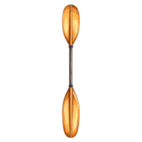 Wooden Kayak Paddle with Orange Blades on Transparent Background png