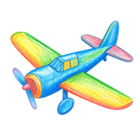Rainbow Colored Toy Airplane Drawing png