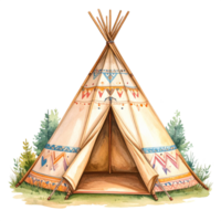 Watercolor Teepee with Geometric Patterns png
