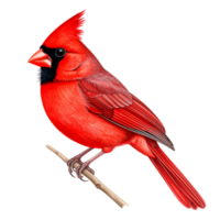 Vibrant Red Cardinal Bird Perched on Branch png