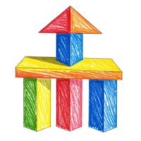 Colorful Building Blocks Crayon Drawing png