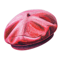 Red Woolen Beret Drawing on Transparent Background png