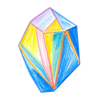 Colorful Geometric Crystal Drawing with Transparent Background png