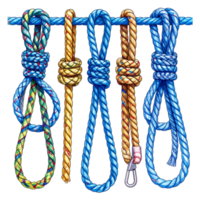 Colorful Ropes with Various Knots on Transparent Background png