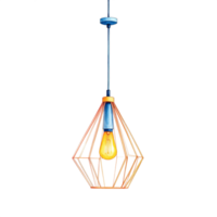 Geometric Copper Wire Pendant Lamp with Warm Light png