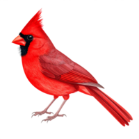 Vibrant Red Cardinal Bird Illustration on Transparent Background png