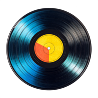 azul vinilo grabar con naranja y amarillo etiqueta png