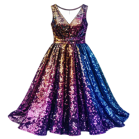 Rainbow Ombre Sequin Dress on Transparent Background png