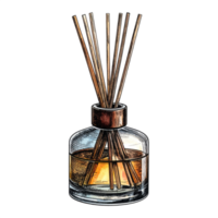 Reed Diffuser with Amber Liquid and Wooden Sticks png