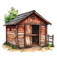 Rustic Red Wooden Shed with Weathered Texture png