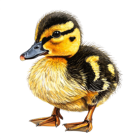 Yellow Fluffy Duckling on Transparent Background png
