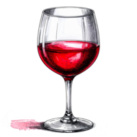 Red Wine Glass Illustration on Transparent Background png