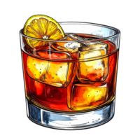Refreshing Red Cocktail with Lemon in Rocks Glass png