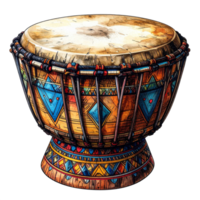 Colorful African Drum with Geometric Patterns png