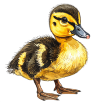 Cute Yellow Duckling with Brown and Black Markings png