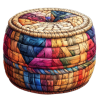 Colorful Woven Basket with Geometric Pattern png