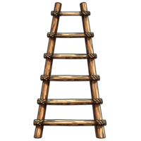Rustic Wooden Rope Ladder on Transparent Background png