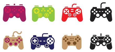Colorful Gaming Controller Icons Set with Classic and Modern Joystick Designs for Arcade Console, eSports UI, and Gamepad Interfaces vector