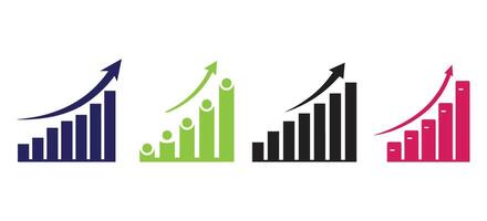 Business Growth Chart Collection with Upward Trending Arrow Statistics Bar Graph Analytics Data Visualization Dashboard Elements Set vector