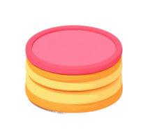 Colorful stacked circular object with pink top and orange layers png