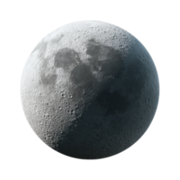 Crescent moon with detailed surface craters in shadow and light png
