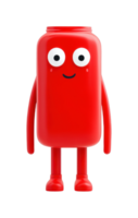 Red cartoon jar character with arms and legs smiling png