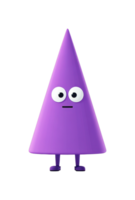 Purple cone-shaped character with big eyes and simple expression png