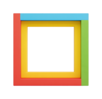 Colorful geometric square frame with multiple layers and bright primary colors png