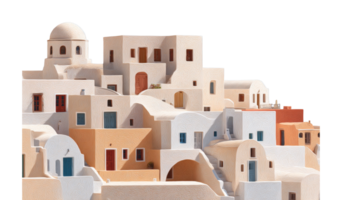 Traditional greek architecture of santorini with unique dome and vibrant doors png