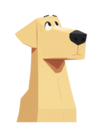 Geometric cartoon dog with curious expression png