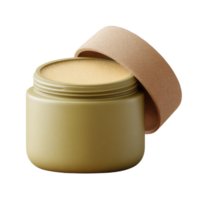 Open jar of natural skincare cream with textured lid png