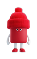 Cute red cartoon character with beanie and surprised expression png