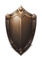 Sturdy medieval metal shield with rivets and central reinforcement png