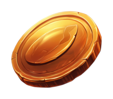 Golden cryptocurrency coin with lightning bolt symbol on surface png