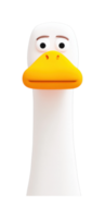 Cartoon duck with long neck and orange beak facing forward png