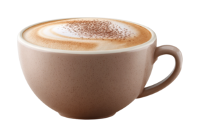 Creamy cappuccino in ceramic cup with smooth foam and chocolate sprinkles on top png