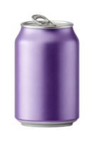 Purple aluminum soda can with pull tab on top png