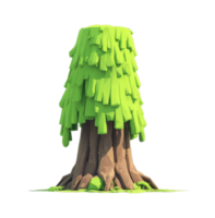 Cartoon low-poly tree with geometric green foliage and brown trunk png