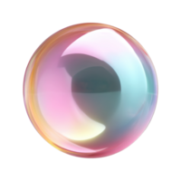 Translucent iridescent soap bubble with colorful reflections png