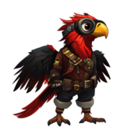 Steampunk parrot with goggles and adventure gear png
