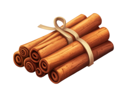 Bundle of cinnamon sticks tied with ribbon png
