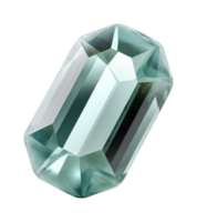 Faceted aquamarine gemstone with octagonal shape and transparent reflection png