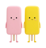 Cute cartoon popsicle characters with smiling faces png