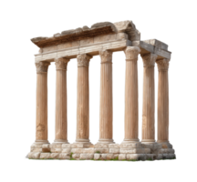 Ancient greek temple ruins with corinthian columns png