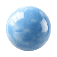 Shiny blue glass sphere with cloudy texture png