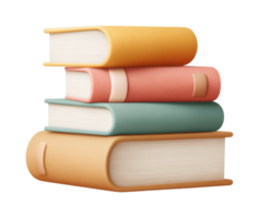 Stack of four colorful books in a neat arrangement png