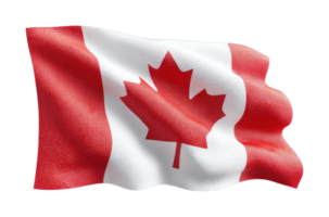 Waving canadian flag with red maple leaf symbolizing national pride png